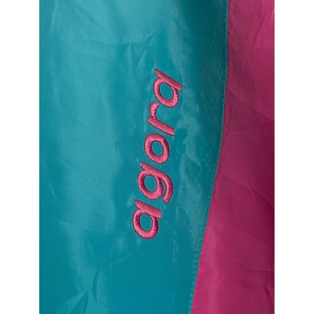 Agora Colorblock Windbreaker Jacket Teal Pink Blue Retro 90s Style XL Mesh Lined - Picture 4 of 11